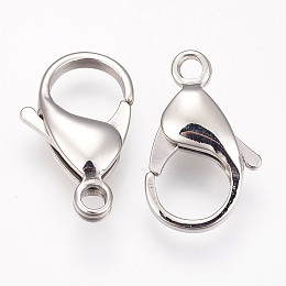 Honeyhandy 304 Stainless Steel Lobster Claw Clasps, Parrot Trigger Clasps, Stainless Steel Color, 20x12.5x5mm, Hole: 2.5mm