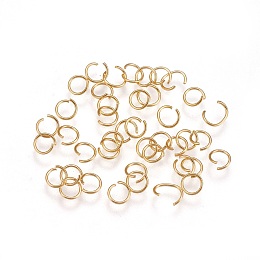 Honeyhandy 304 Stainless Steel Open Jump Rings, Real 18k Gold Plated, 21 Gauge, 6x0.7mm, Inner Diameter: 4.5mm, about 1000pcs/bag
