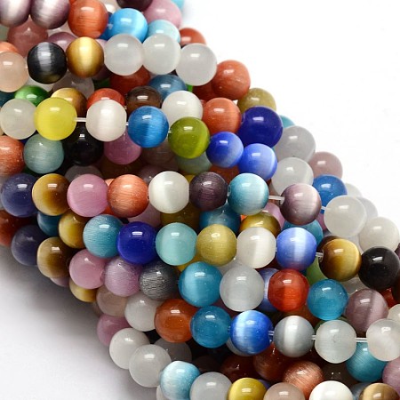 Arricraft Cat Eye Beads Strands, Round, Mixed Color, 8mm, Hole: 1.2mm, about 50pcs/strand, 15.5 inches