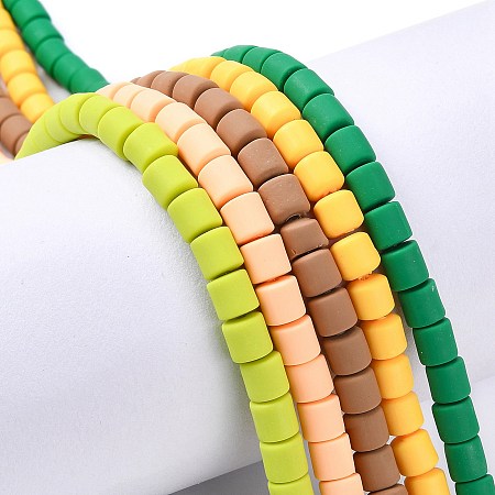 Honeyhandy Polymer Clay Bead Strands, Column, Mixed Color, 5~7x6mm, Hole: 1.5~2mm, about 61~69pcs/strand, 15.74 inch