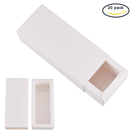 BENECREAT 20 Pack Kraft Paper Drawer Box Festival Gift Wrapping Boxes Soap Jewelry Candy Weeding Party Favors Gift Packaging Boxes - White (4.84x2.12x1.37