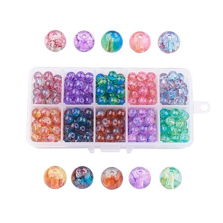 ARRICRAFT 1 Box (about 300 pcs) 10 Color 8mm Round Imitation Opiate Baking Painted Crackle Glass Beads Assortment Lot for Jewelry Making