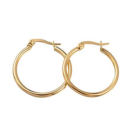 ARRICRAFT 6 Pairs 304 Stainless Steel Rounded Small Golden Hoop Earrings Dia.24MM