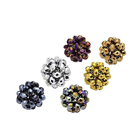 ARRICRAFT About 50pcs Electroplate Glass Beaded Round Beads for Earring Pendant Jewelry DIY Craft Making, Full Plated, Mixed Color, 22mm, Beads: 6mm