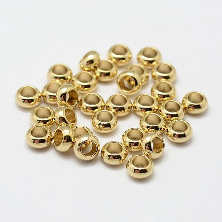 Honeyhandy Brass Beads, Rondelle, Nickel Free, Raw(Unplated), 5x3mm, Hole: 3mm
