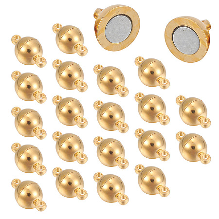 ARRICRAFT Brass Magnetic Clasps, Round, Golden, 11.5x6mm, Hole: 1.6mm