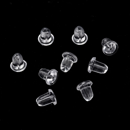 Honeyhandy Plastic Ear Nuts, Earring Backs, Clear, 5x4.5mm, Hole: 0.6mm