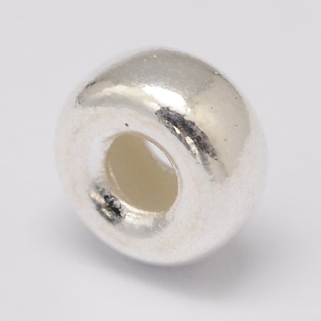 Honeyhandy 925 Sterling Silver Spacer Beads, Donut, Silver, 6x3.5mm, Hole: 3mm