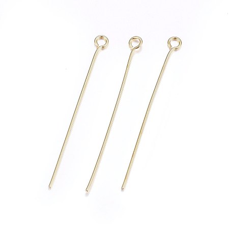 Honeyhandy 304 Stainless Steel Eye Pins, Golden, 40x0.6mm, Hole: 2mm