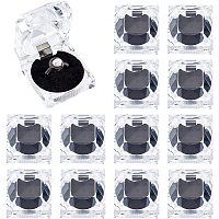 PandaHall Elite Crystal Ring Gift Boxes, 12pcs Square Earrings Jewelry Storage Box Acrylic Ring Box Holder Display Organizer Case with Foam for Proposal Engagement Wedding, Insert Black