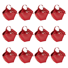 FINGERINSPIRE 12 Pack Leather Bowknot Gift Boxes with Ribbon 2.7x2.1x5.1 inch Red Heart Shape PU Leather Mini Handbag Candy Gift Box Reusable Party Favor Boxes for Wedding Birthday Valentines's Day