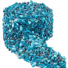 PandaHall Elite 1.1 Yard Crystal Rhinestone Trim 1.3" Hot fix Ribbon Blue Crystal Rhinestone Appliques Imitation Gemstone Beaded Iron On Applique for Hair Pins Collar Hat Dresses Clothing Decor