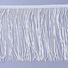 OLYCRAFT Polyester Tassel Fringe Trimming, White, 155~160x0.9mm, about 10m/card