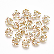 Honeyhandy Brass Cubic Zirconia Charms, Letter, Clear, Real 18K Gold Plated, Letter.C, 10x8x1.5mm, Hole: 1mm