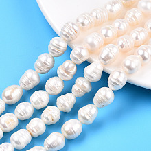 Honeyhandy Natural Cultured Freshwater Pearl Beads Strands, Rice, Seashell Color, 10.5~18.5x9~11mm, Hole: 0.6mm, about 22~31 pcs/strand, 13.70~14.13 inch(34.8~35.9cm)