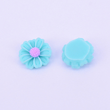 Honeyhandy Resin Cabochons, DIY Accessories, Daisy Flower, Deep Sky Blue, 10x4mm