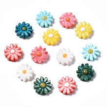 Honeyhandy Natural Freshwater Shell Beads, with Enamel, Flower, Mixed Color, 10x4mm, Hole: 0.8mm