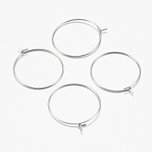 Honeyhandy 304 Stainless Steel Hoop Earrings Findings, Wine Glass Charms Findings, Stainless Steel Color, 29x25x0.7mm, 21 Gauge