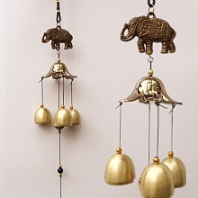 Honeyhandy Alloy Wind Chimes, Pendant Decorations, with Bell Charms, Elephant, 460mm