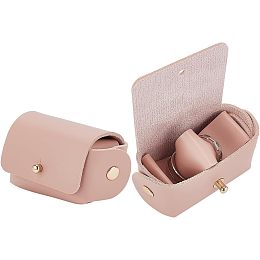 WADORN 2pcs PU Leather Wedding Ring Pouch, Jewelry Storage Case Rings Storage Small Bags Snap-on Ring Holder Pouch Wedding Party Favor Gift Bag, Pink