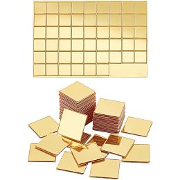 PandaHall Elite 100pcs Golden Mirrors for Crafts, Square Self Adhesive Mirror Tiles 0.7 Inch Acrylic Craft Mirror Stickers Small Mirror Circles for Framing Crafts Arts DIY Projects Wall Table Decor