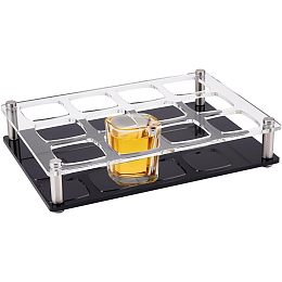 PandaHall Elite Shot Glass Holder, 12 Holes Acrylic Shot Glasses Serving Tray 1.9" Square Glasses Holder Wine Glass Cup Organizer Party Server Bar Accessories for Family Gathering, Bar Party Collection