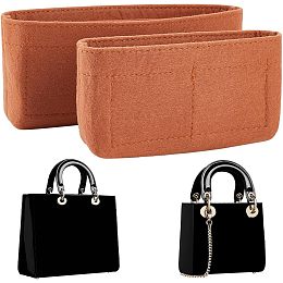 WADORN 2 Styles Handbag Felt Organizer Insert, Tote Bag Organizer Insert with Zipper Bag in Bag Divider Organizer Soft Multiple Pockets Compartments Bag Interior Insert Accessories for Women, Brown