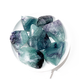 Honeyhandy Raw Natural Fluorite Beads, for Aroma Diffuser, Wire Wrapping, Wicca & Reiki Crystal Healing, Display Decorations, 30~50mm, about 100g/bag