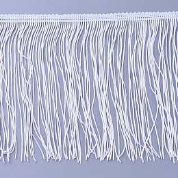 OLYCRAFT Polyester Tassel Fringe Trimming, White, 155~160x0.9mm, about 10m/card