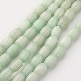 NBEADS Natural Jade Bead Strands, Dyed, Oval, Aquamarine, 9x6mm, Hole: 1mm; about 41pcs/strand, 15.11"