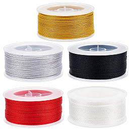 OLYCRAFT 54.7 Yards/50m 2.5mm Twisted Nylon Cord 3-ply Satin Nylon Trim Cord Macrame Thread String Cord Braided Beading Cord Chinese Knotting Cord for DIY Crafts Bracelet Jewelry Making - 5 Colors