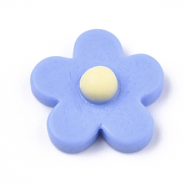 Honeyhandy Resin Cabochons, Flower, Cornflower Blue, 18x19x6.5mm