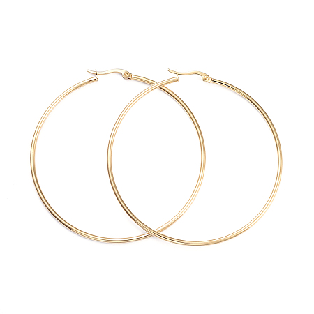 ARRICRAFT 201 Stainless Steel Big Hoop Earrings, with 304 Stainless Steel Pins, Ring Shape, Golden, 12 Gauge, 64.5x2mm, Pin: 1x0.7mm