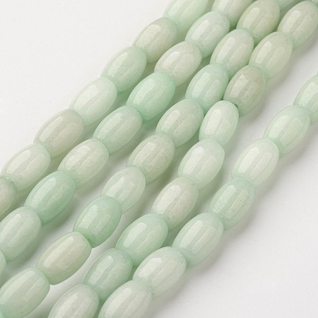 NBEADS Natural Jade Bead Strands, Dyed, Oval, Aquamarine, 9x6mm, Hole: 1mm; about 41pcs/strand, 15.11