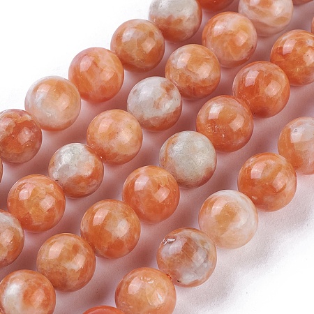 ARRICRAFT Natural Orange Calcite Beads Strands, Round, 10mm, Hole: 1mm, about 38~40pcs/strand, 15.3 inches~15.75 inches(39~40cm)