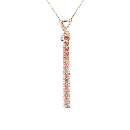SHEGRACE 925 Sterling Silver Pendant Necklaces, with Grade AAA Cubic Zirconia, Carved with 925, Rose Gold, 17.71 inch