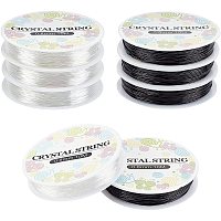 Arricraft 8 Rolls 0.8 mm Elastic Crystal Thread, Black and Clear Elastic String, Stretchy String Bead Cord for Making Bracelets Necklaces Accessories, About 10.93 Yards(10 m)/Roll