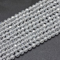 Honeyhandy Cubic Zirconia Beads Strands, Faceted, Round, Clear, 4mm, Hole: 0.8mm, about 91pcs/strand, 15 inch(38cm)