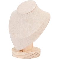 PandaHall Elite 1 pc WWooden 3D Bust Necklace Pendant Chain Display Holder Stands for Women Home Decoration, Linen