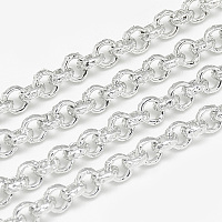 ARRICRAFT Aluminum Rolo Chains, Belcher Chains, Textured, Unwelded, Silver, 3.6x1.4mm