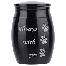 CREATCABIN Small Paw Pet Urns Always With You Memorial Ashes Holder Mini Engraved Urns Metal Cremation Keepsake Stainless Steel Urns for Pet Dog Cat Bird Rabbit 1.18 x 1.57 Inch Black