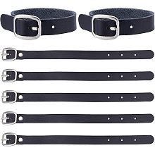 GORGECRAFT 10Pcs 8x1/2 Inch Black Leather Luggage Labels Strap Cowhide Luggage Tags Replacement Belts with Buckle Watch Band Strap for ID Card Pass Holder Storage Hanging Supplies Travel Accessories