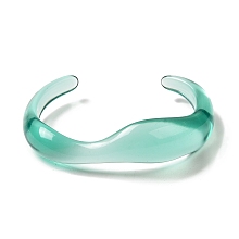 Honeyhandy Transparent Acrylic Open Cuff Bangle for Women, Light Sea Green, Inner Diameter: 1-5/8x2-1/4 inch(4.1x5.78cm)