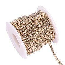 BENECREAT 10 Yard 3mm Crystal Rhinestone Close Chain Clear Trimming Claw Chain Sewing Craft About 2330pcs Rhinestones - Crystal (Gold Bottom)