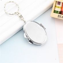 Honeyhandy Iron Folding Mirror Keychain, Travel Portable Compact Pocket Mirror, Blank Base for UV Resin Craft, Oval, 9.7cm, Oval: 50x39x8mm, Ring: 25x2.5mm