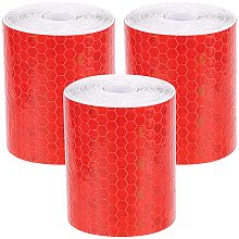 GORGECRAFT 3 Rolls Reflective Hazard Warning Tape Red Yellow High Intensity Waterproof Reflector Safety Tape Marking Tape for Trailer Trucks Cars (Red)