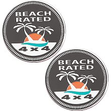 GORGECRAFT 2 Pieces Beach Car Emblem 3D Creative Aluminum Car Stickers 4 X 4 Metal Automotive Badge Jeep Badges for Wrangler (Word Beach Rated)