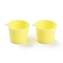 Honeyhandy Mini Plastic Cup Model, Miniature Landscape Kitchen Dollhouse Accessories Decorations, Yellow, 33.5x29.5x22.5mm, Hole: 1.4mm, Inner Diameter: 23mm