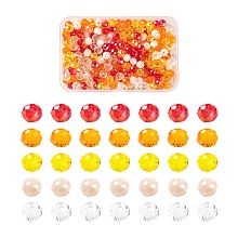 ARRICRAFT 500Pcs/Box 5 Colors Electroplate Glass Beads, AB Color Plated, Faceted Rondelle, Clear & Red & Dark Orange & Gold & Antique White, 6x5mm, Hole: 1mm, 100pcs/Color