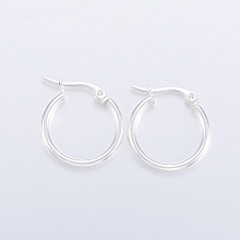 Honeyhandy 304 Stainless Steel Hoop Earrings, Hypoallergenic Earrings, Silver, 21x20x2mm, 12 Gauge, Pin: 1x0.8mm